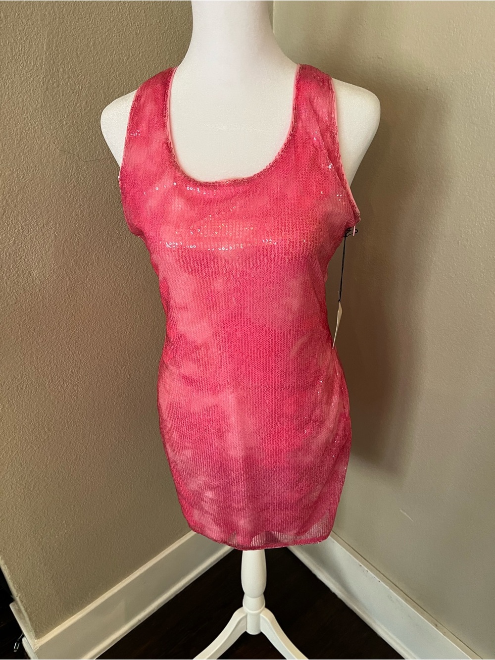 superdown Pink Sequin Backless Tank Dress